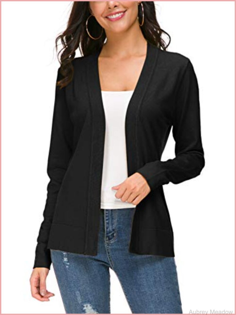 Long Sleeve Open Front Knit Cardigan, 70% Viscose 30% Polyester, Lightweight